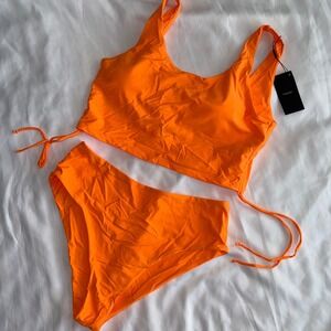 Yoesee Orange‎ Swimsuit Bikini Set with Drawstring Detail Womens Summer Beach